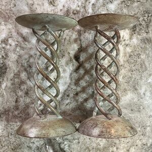 ❄️4 For $20 Vintage Hosley Classic Collection Patina Spiral  Candle Stand Pair